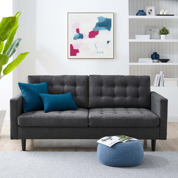 Exalt Tufted Fabric Sofa - Charcoal EEI-4445-CHA