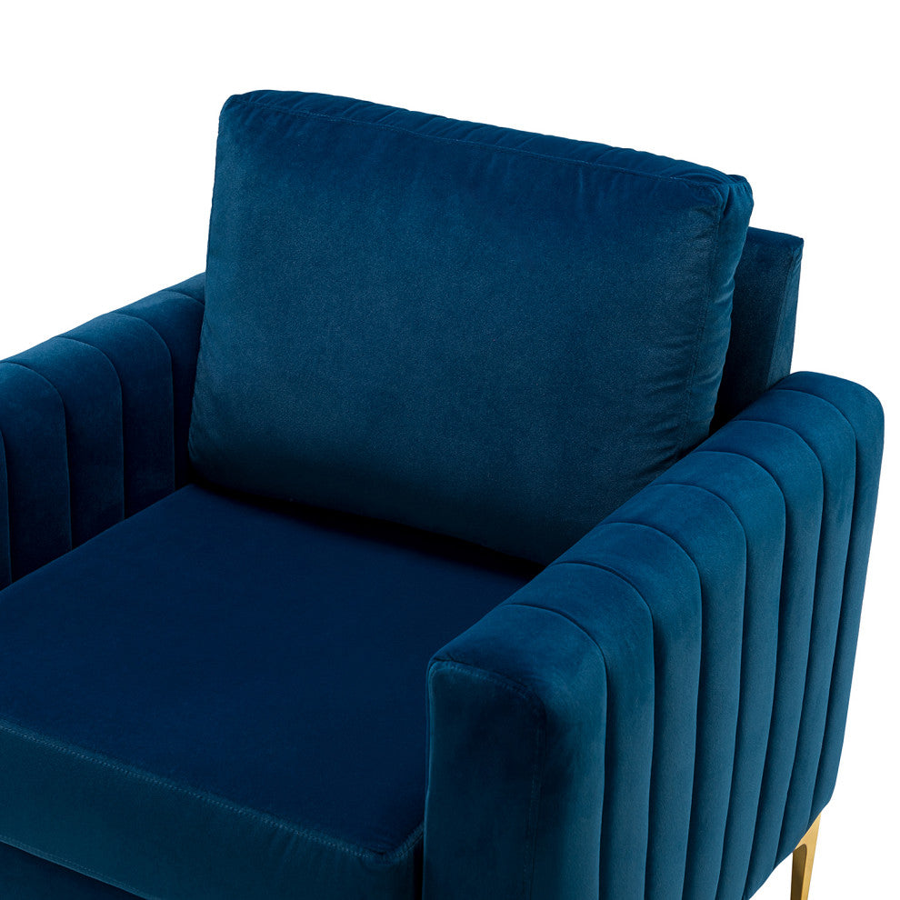 Contemporary Style Club Chair With Arms, Set of 2, Navy