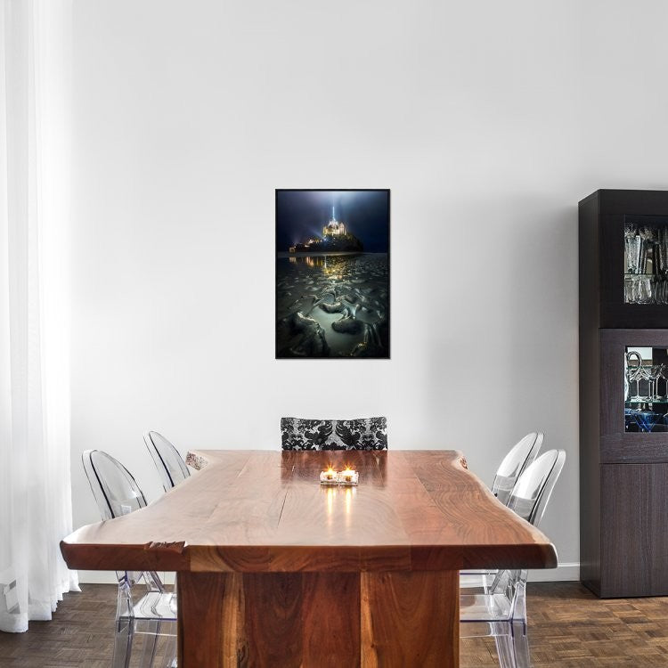 "Waiting for the high-water" Framed Canvas Giclee by Cuomo Massimo, 21x31"