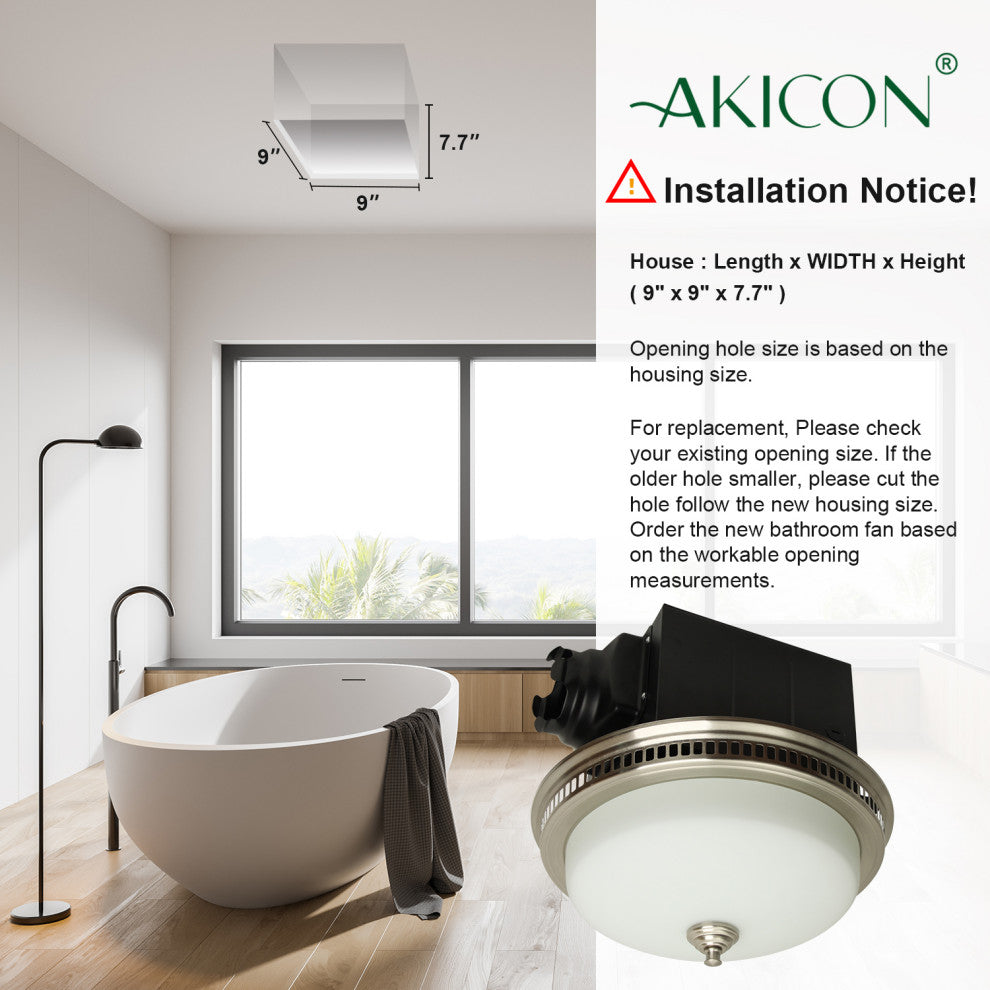Bathroom Exhaust Fan WithLED Light and Nightlight 110CFM 1.5 Sone Brushed Nickel