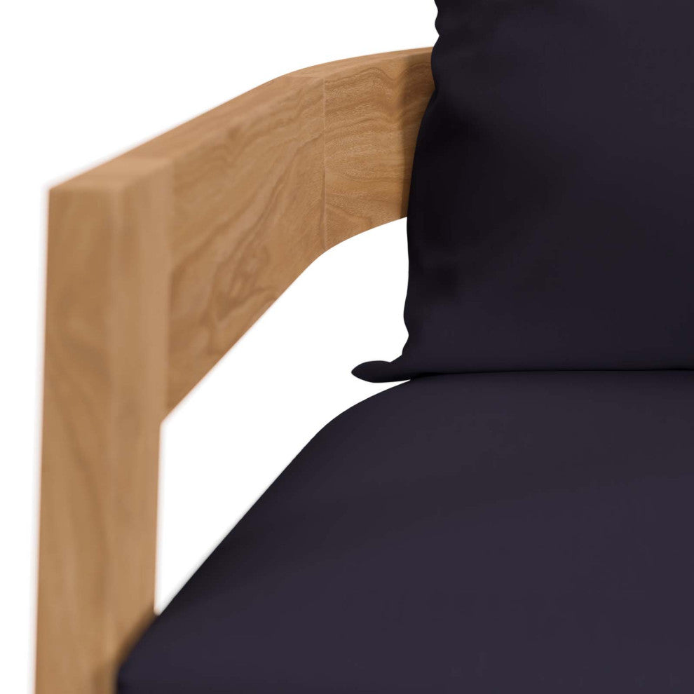 Brisbane Teak Wood Outdoor Patio Armchair, Natural Navy