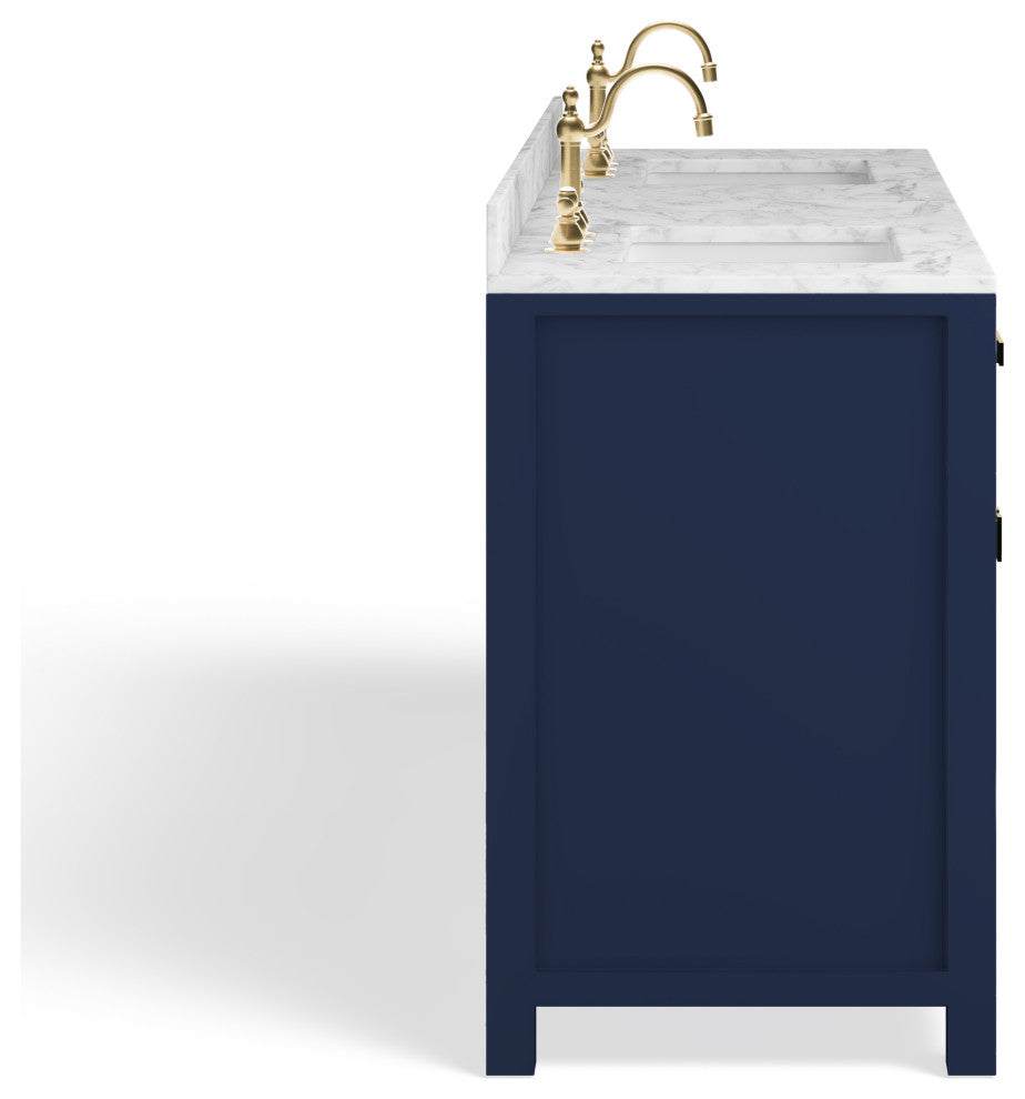 The Savoy Bathroom Vanity, Monarch Blue, 72", Double, With Mirror, Without Faucets, Freestanding