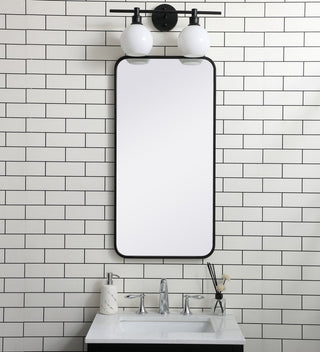 Ellis Soft Corner Metal Rectangular Mirror, Black, 18" x 36"