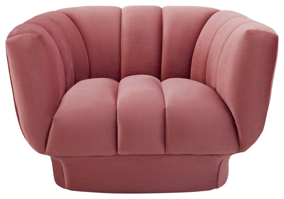 Modern Designer Lounge Accent Side Chair Armchair, Velvet Fabric, Pink