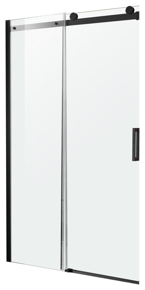 ANZZI Rhodes 76" Frameless Sliding Shower Door, Matte Black, 48" W