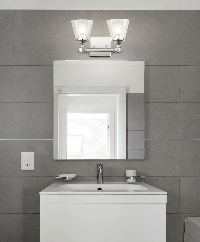 Marion Hurricane Metal, Glass Vanity Light, Chrome, 2-Light