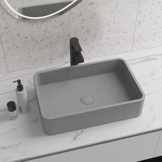Dark Grey Rectangular Concrete Vessel Bathroom Sink