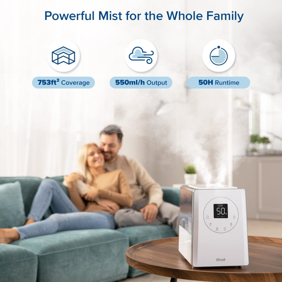 LV600S Smart Warm and Cool Mist Humidifiers for Home Bedroom Large Room, White