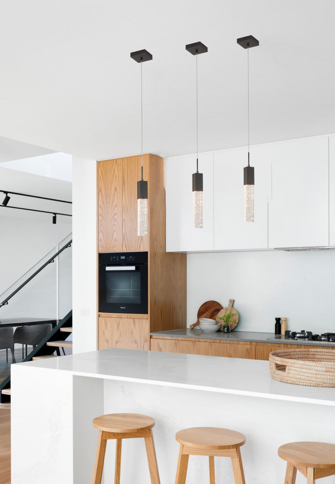 Matte Black Single Pendant Lighting With Clear Crystal