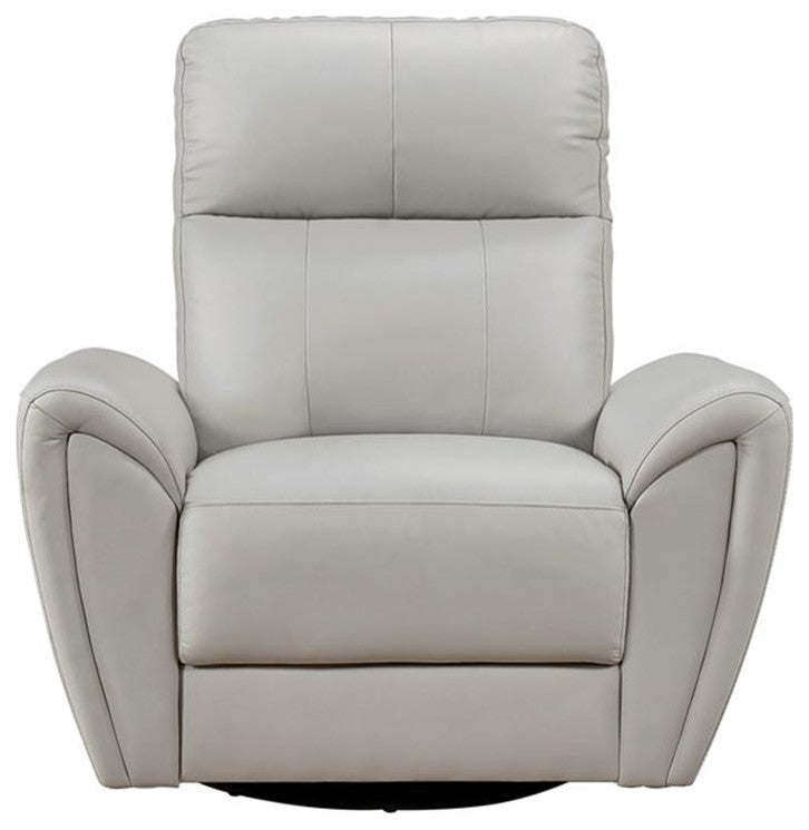 Lexicon Essex Leather Match Swivel Glider Chair in Gray
