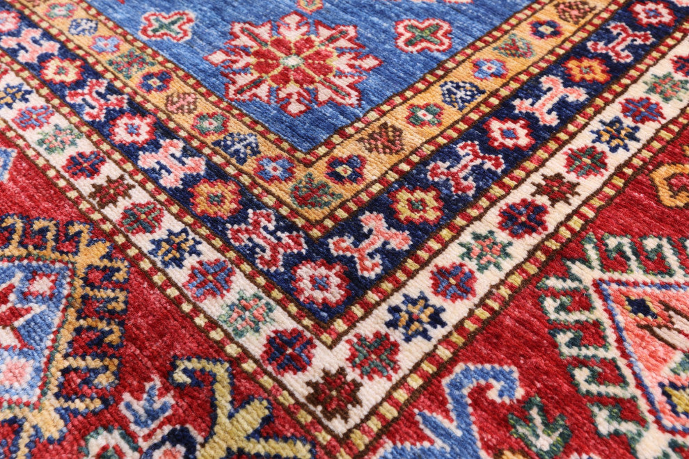 8' 10" X 12' 5" Geometric Super Kazak Handmade Wool Rug Q9525