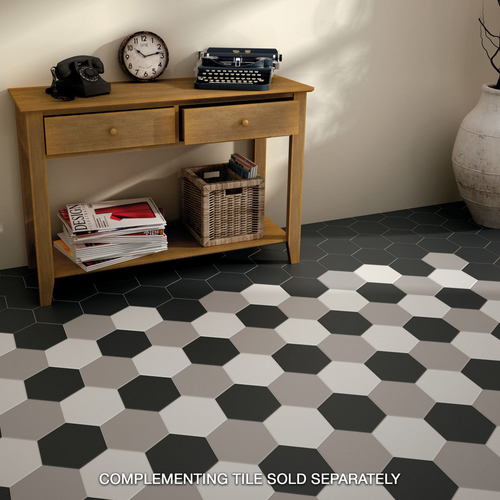 HexTile Ceramic Floor and Wall Tile, Matte Black, Sample