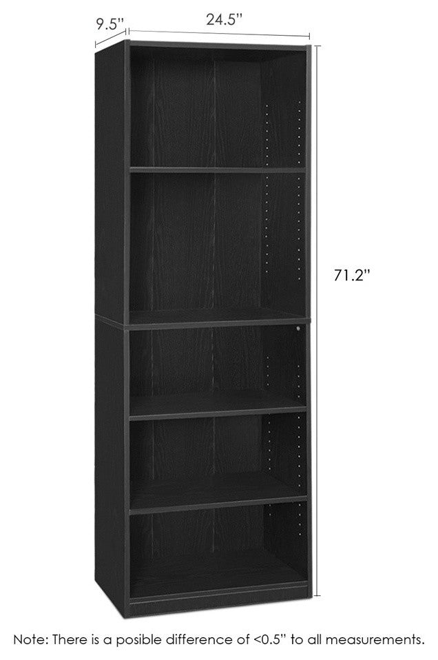 Jaya Simply Home 5-Shelf Bookcase, Black