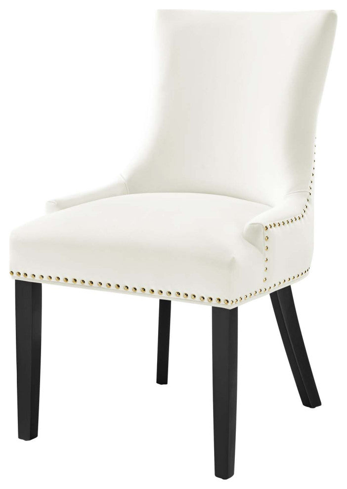 Dining Chair, Nailhead, Set of 2, White, Velvet, Modern, Bistro Hospitality