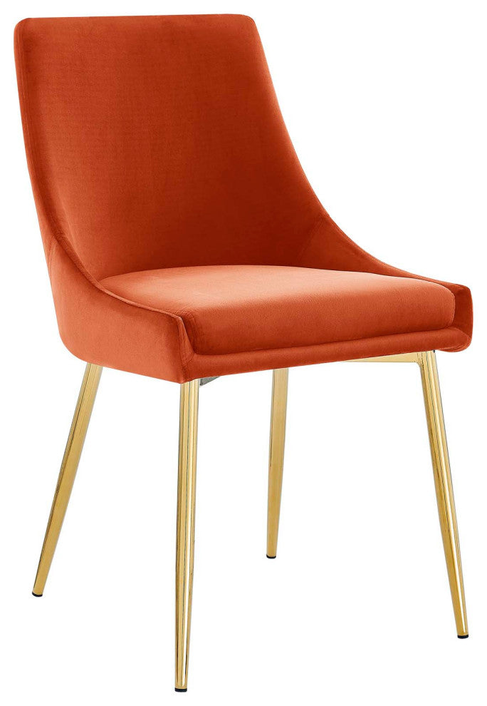 Viscount Performance Velvet Dining Chairs Set of 2 Gold Orange