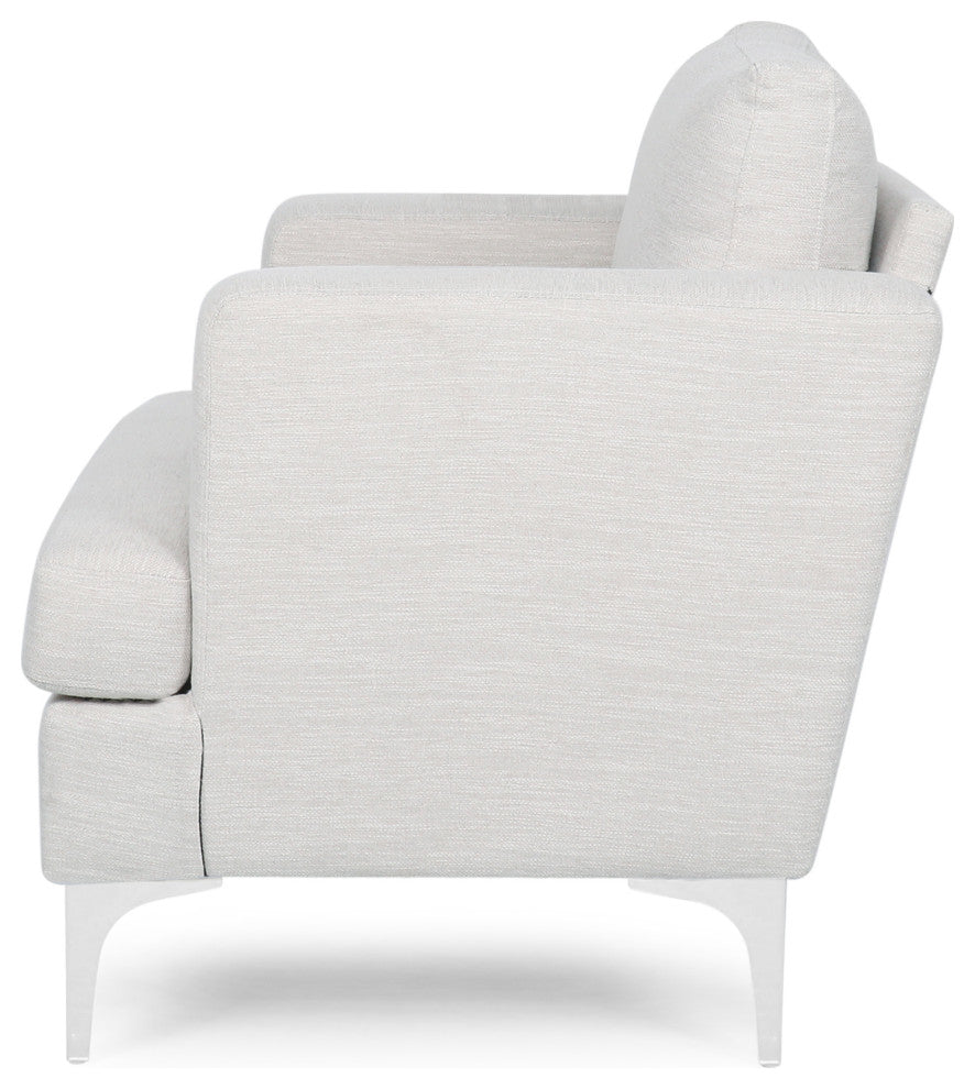 Vue Modern Fabric Upholstered Club Chair, Beige/Silver
