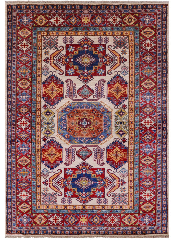 Super Kazak Hand Knotted Wool Rug 5' 5" X 7' 10" Q7506