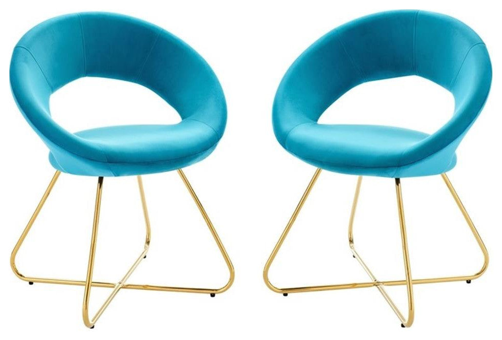 Nouvelle Performance Velvet Dining Chair Set of 2 Gold Blue
