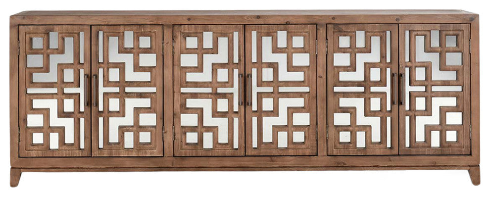 Chestnut Lattice Mirrored Sideboard