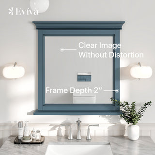 Eviva Britney 24"x30" Rectangular Ash Blue Wooden Framed Mirror