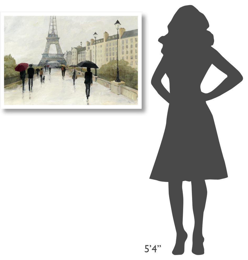 "Eiffel in the Rain Marsala Umbrella" Paper Print by Avery Tillmon, 38"x26"