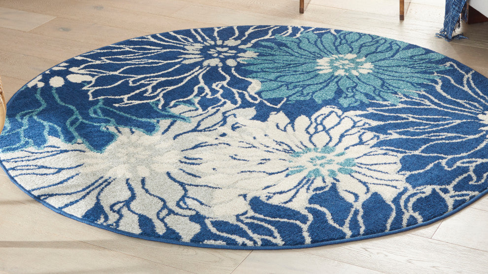 Nourison Passion 4' x Round Navy/Ivory Contemporary Indoor Area Rug