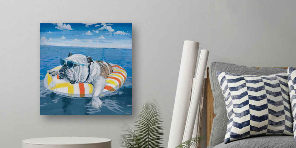 "Chilling at the Beach" Painting Print on Wrapped Canvas, 48"x48"
