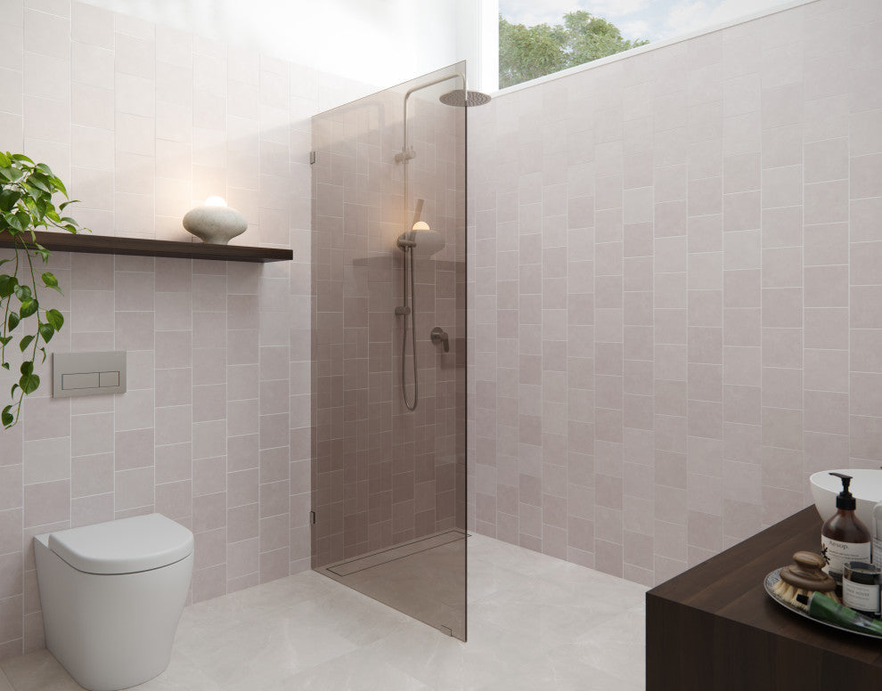 Ursa 30"x78" Frameless Fixed Glass Shower Panel With Bronze Tint, Brushed Nickel
