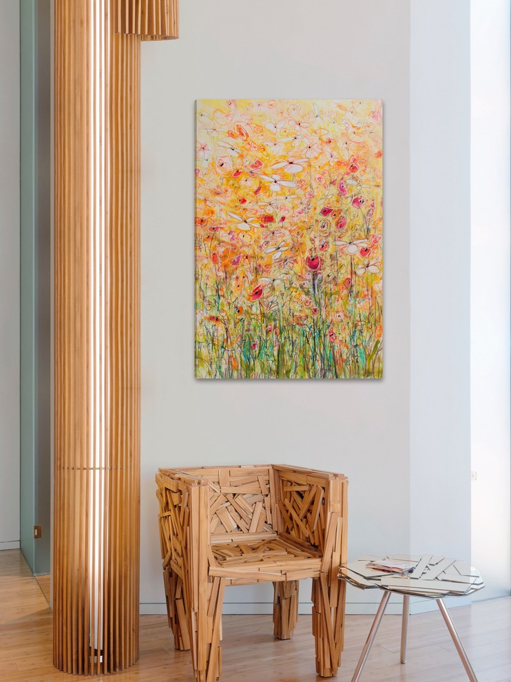 "Daisy Chain 10" Painting Print on Wrapped Canvas, 24x36