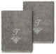 Linum Home Turkish Cotton Monica 2-Piece Embellished Washcloth Set, Dark Gray