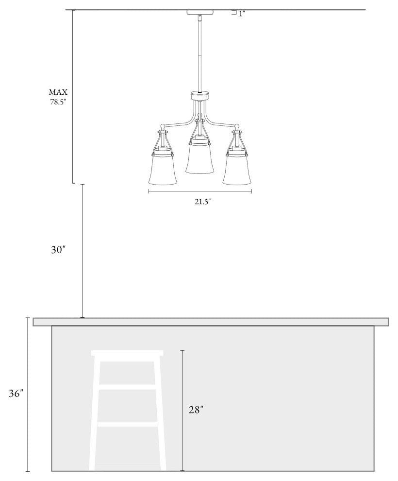 LNC 3-Light Polished Gold Linear Modern/Contemporary Chandelier