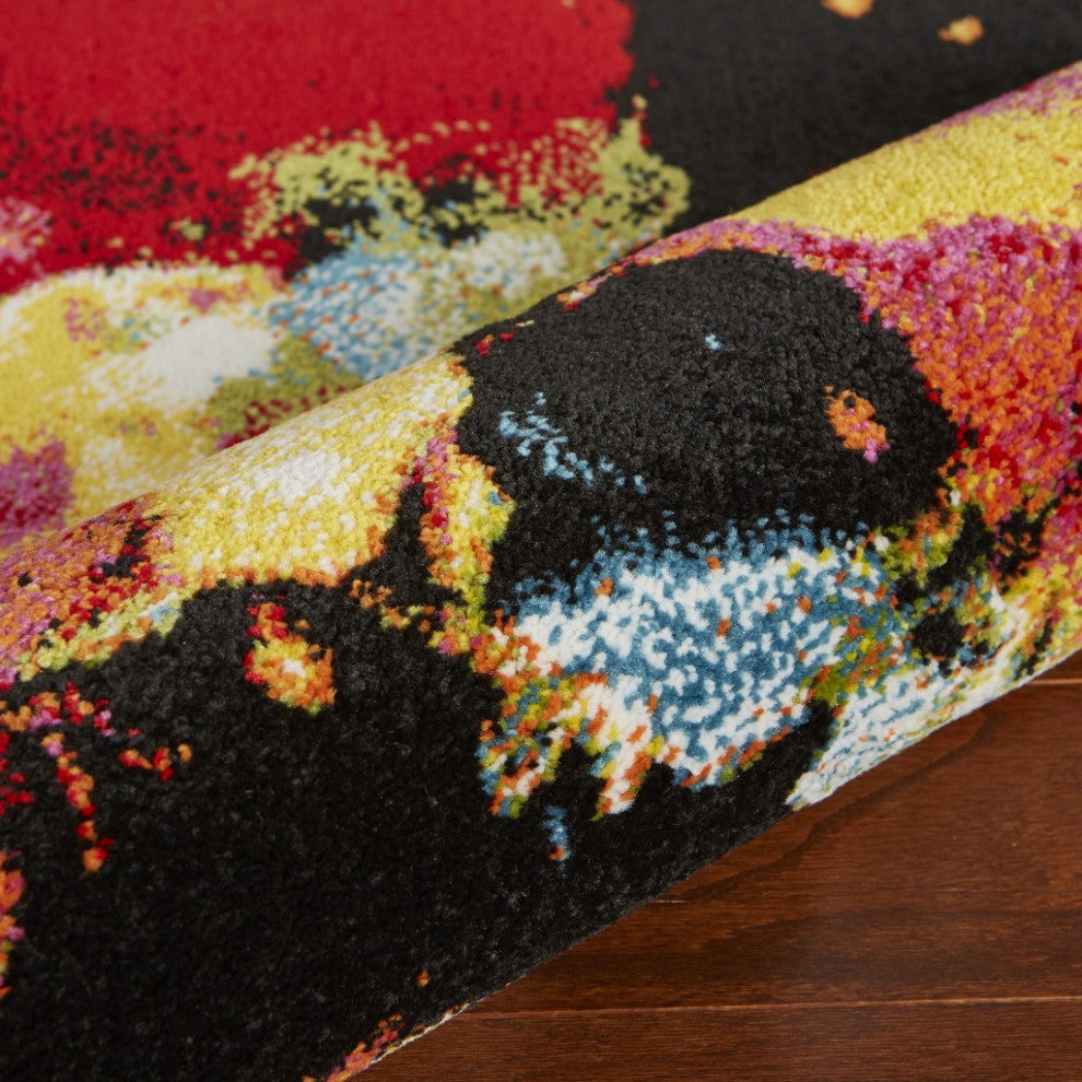 8" x 9" Black Abstract Explosion Area Rug