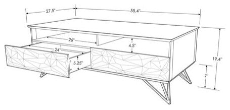 Modern Vortice Coffee Table White Lacquer Body Chrome Legs Geometric Paneling