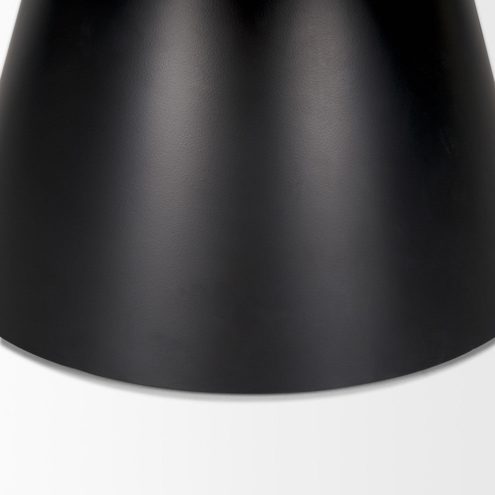 Mitchell Black Metal Pedestal Base With Brown Wood Top Coffee Table
