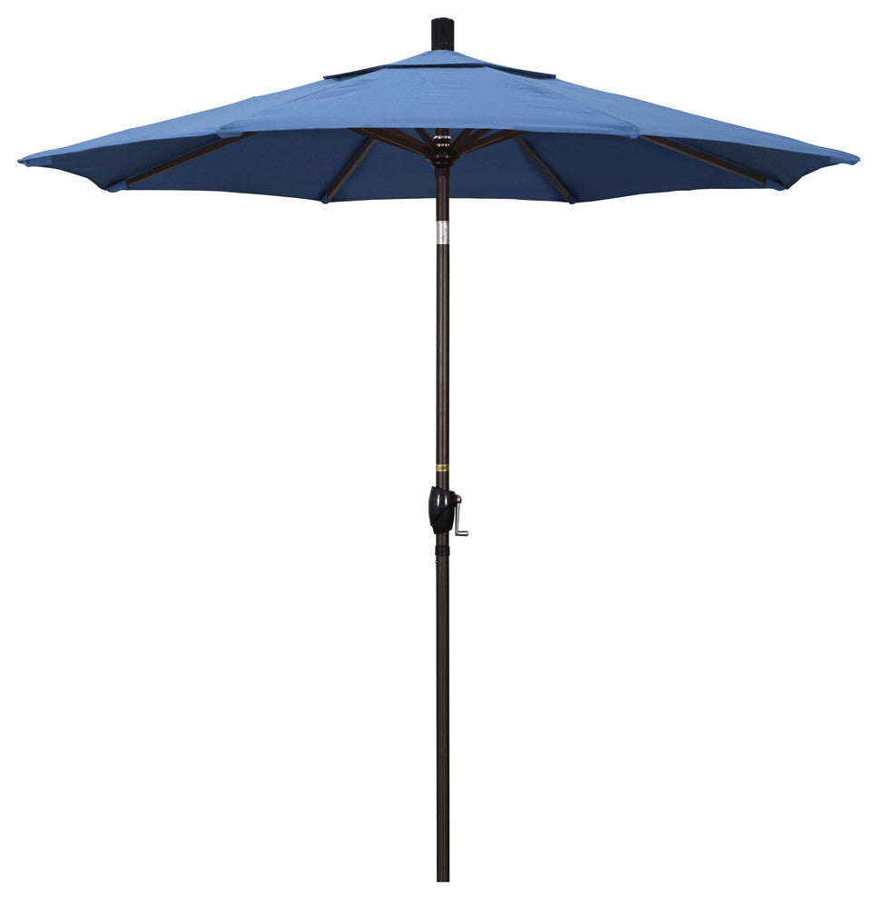 7.5' Bronze Push-Button Tilt Crank Aluminum Umbrella, Capri Pacifica
