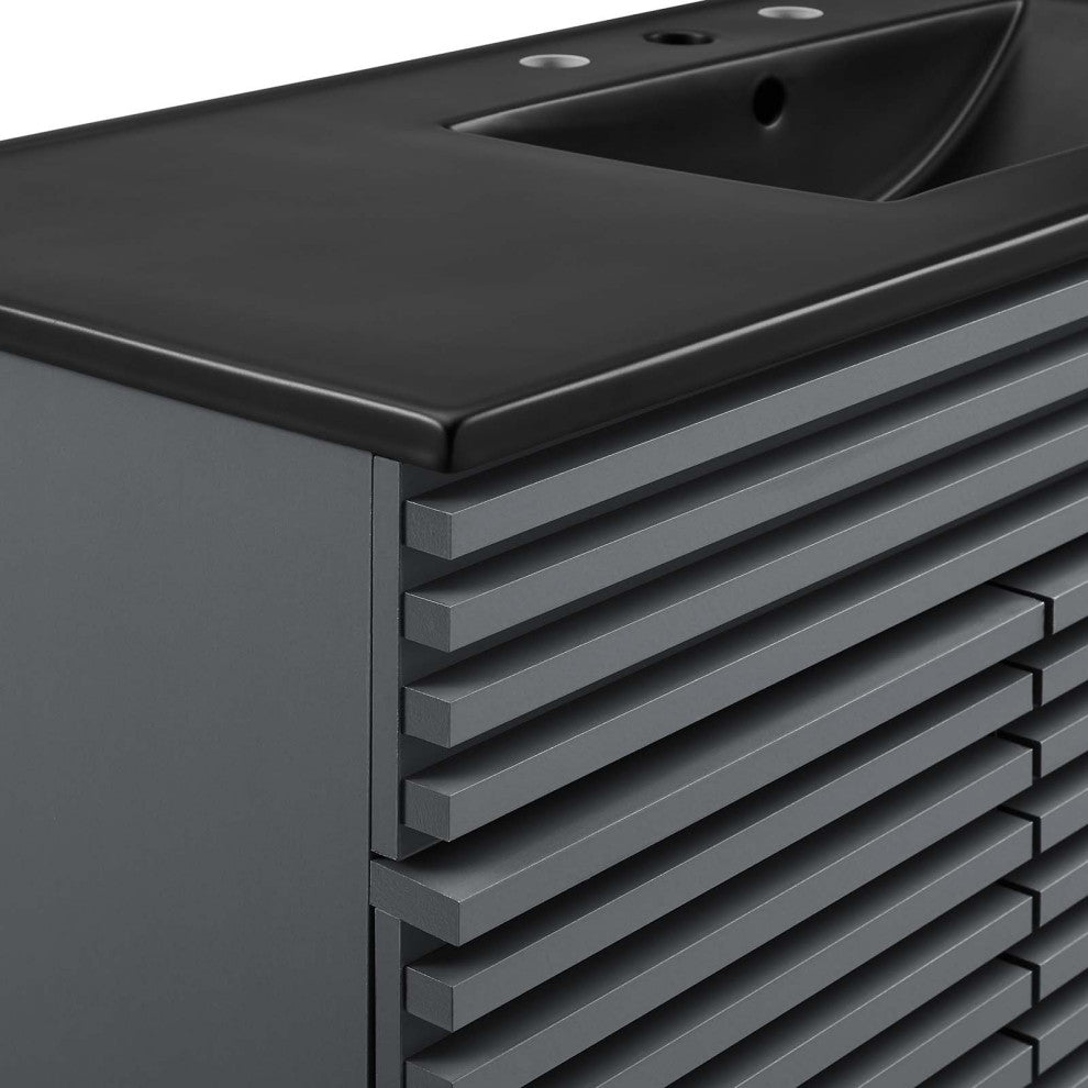 Render 48" Single Sink Bathroom Vanity, Gray Black