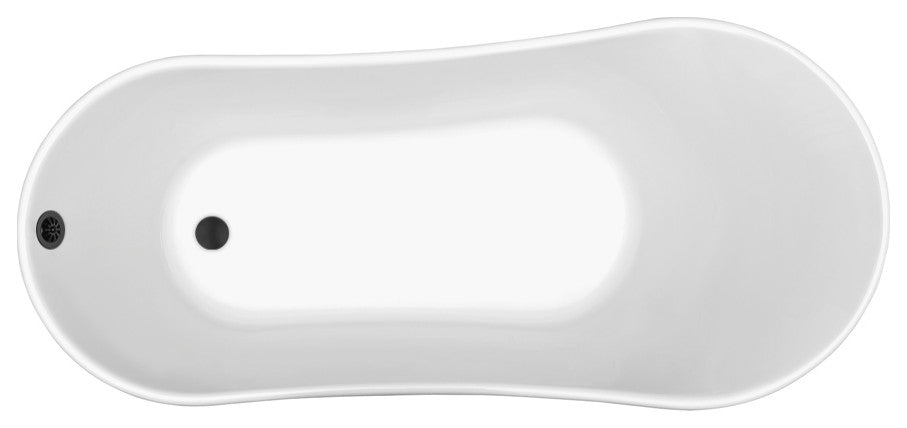 55" Streamline N343CH-BL Clawfoot Tub and Tray With External Drain