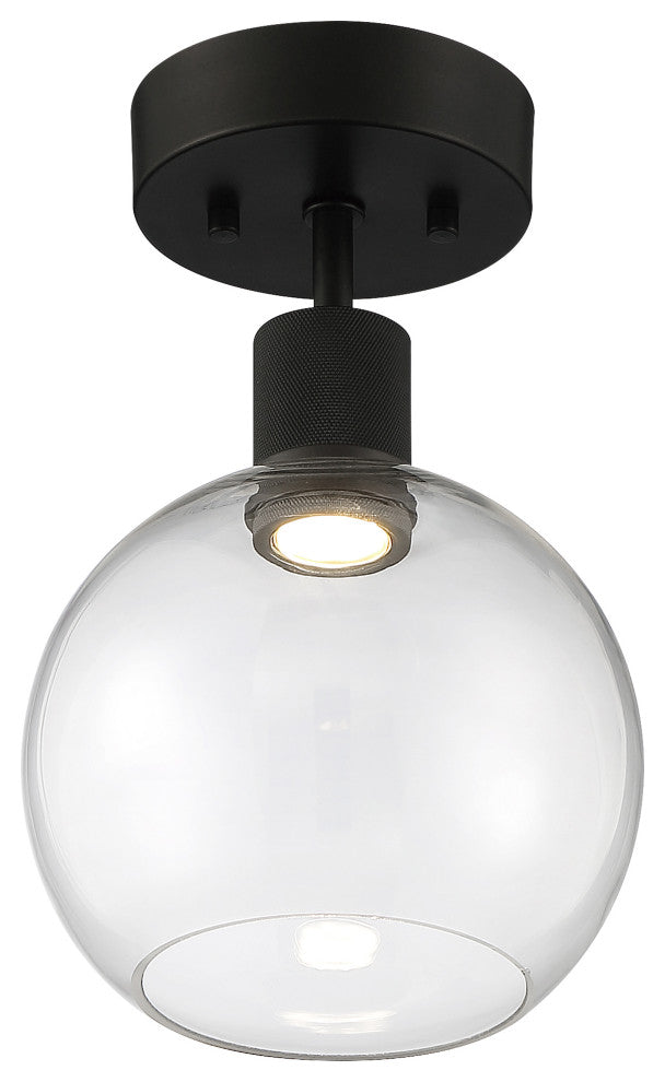 Access Lighting 63148LEDD/CLR Port Nine 8"W LED Semi-Flush Globe - Matte Black