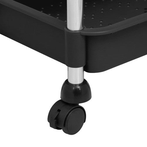 vidaXL 5-Tier Kitchen Trolley Kitchen Cart with Wheels Black Iron and ABS