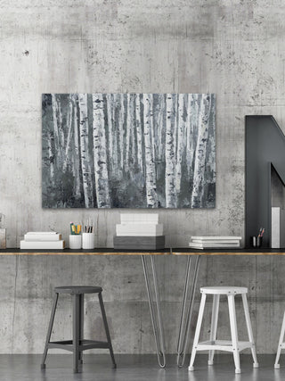 "Dusky Tree Trunk Forest" Painting Print on Wrapped Canvas, 45"x30"
