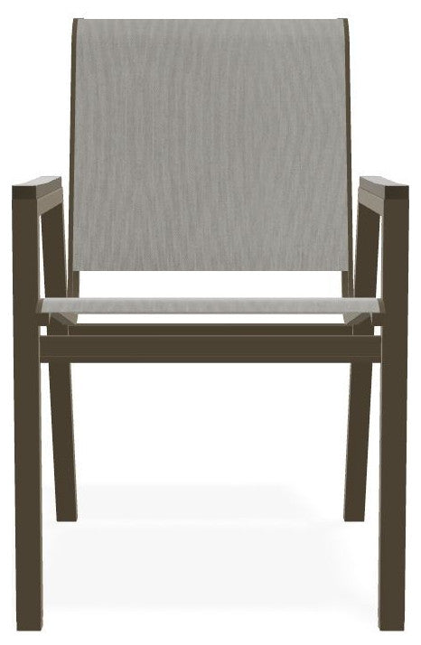 Bazza Sling Stackable Outdoor Dining Chair, Augustine Oyster/Beachwood