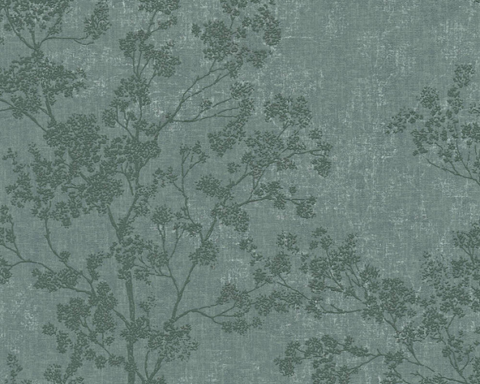 Floral Textured Wallpaper Featuring Branches And Leaves, 373973