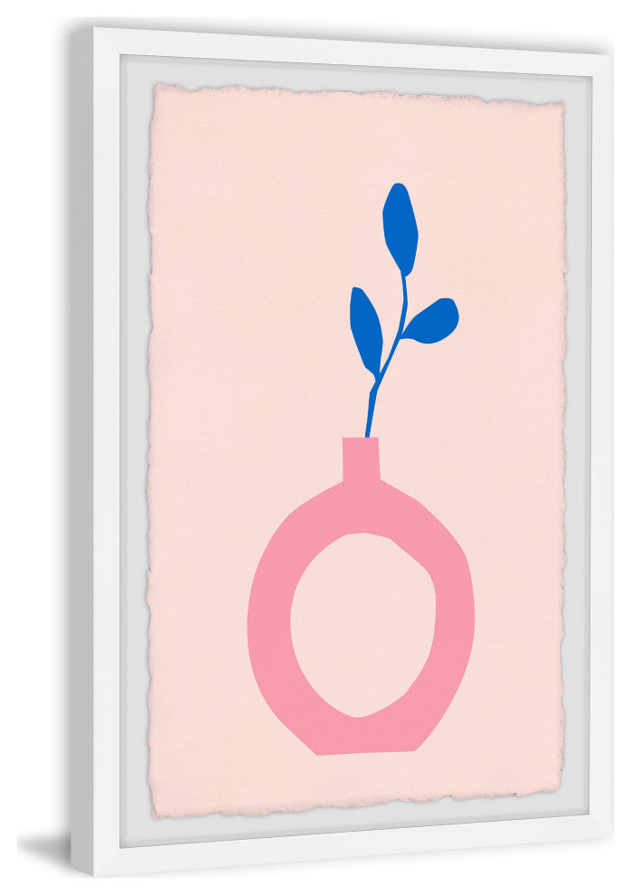 "Pink Cutout Vase" Framed Painting Print, 16x24