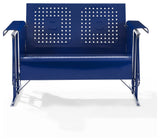 Bates Outdoor Metal Loveseat Glider Navy