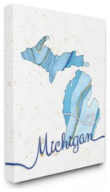 Stupell Industries Michigan Agate Blue US State Design, 30 x 40