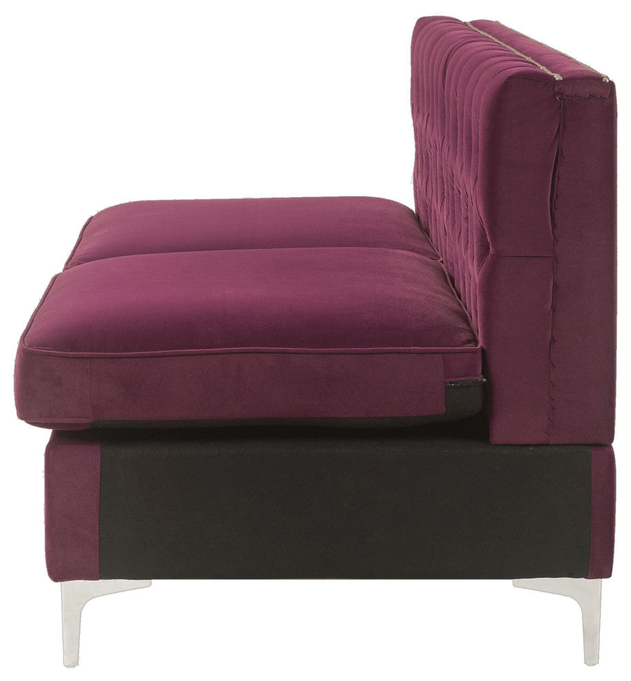 Modular Armless Sofa, Burgundy Velvet