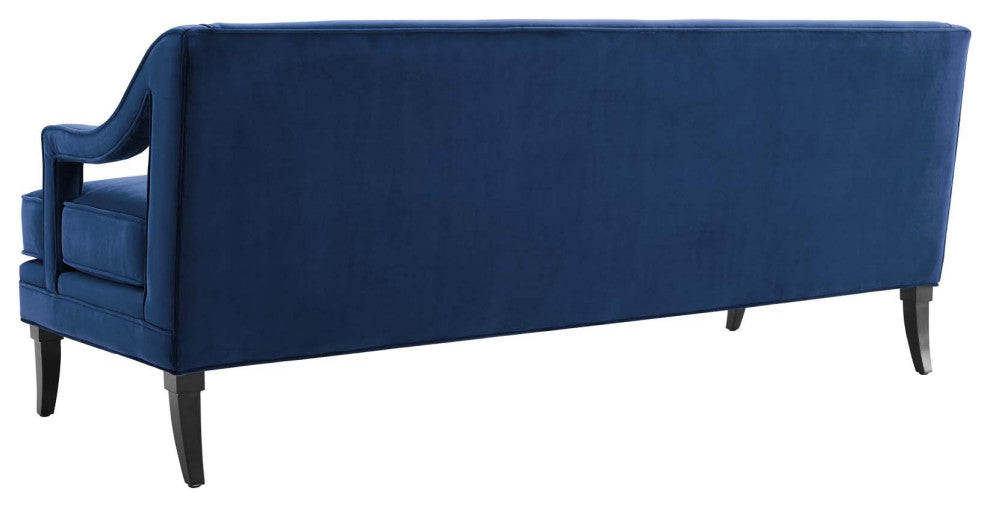 Armchair and Sofa Set, Set of 2, Velvet, Blue Navy, Modern, Lounge Hospitality