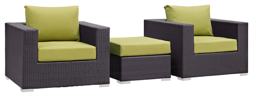 Convene 3-Piece Outdoor Patio Sofa Set, Espresso Peridot
