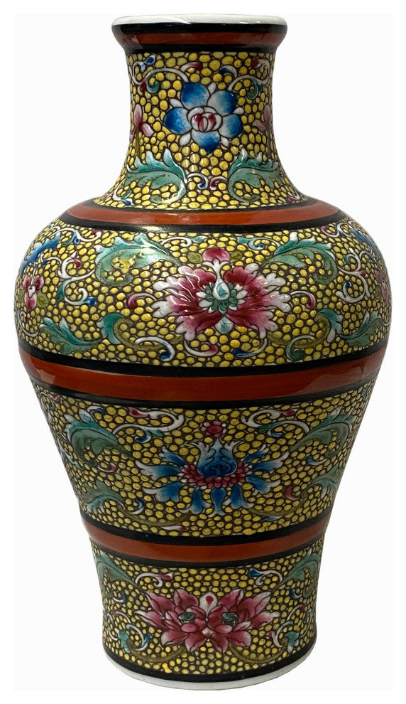 Oriental Yellow Thick Doped Color Bats Flowers Ceramic Vase Hws2450