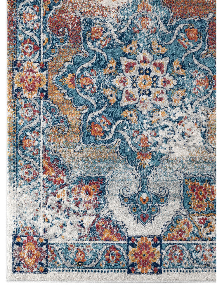 Alessana Nieve Orange Bordered Area Rug, 7'9"x9'9"
